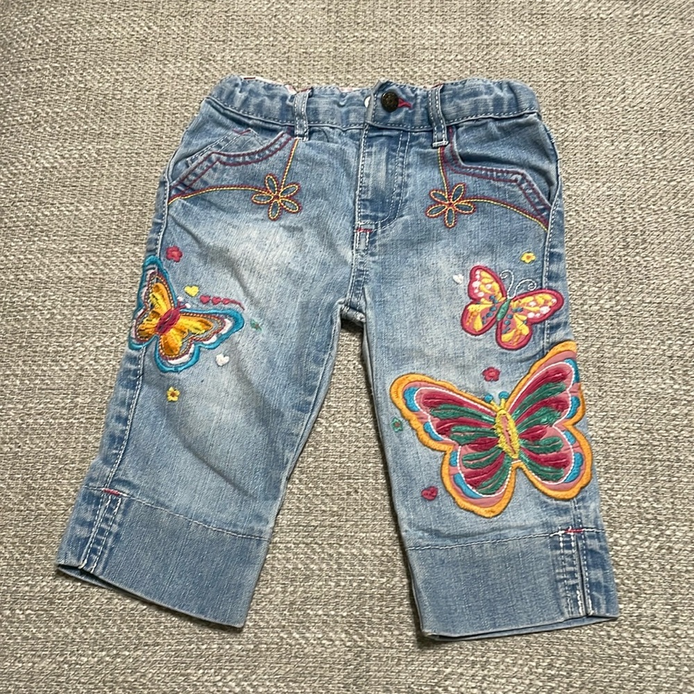 Arizona Jean Co toddler girl embroidered butterfly capri jeans 2T
